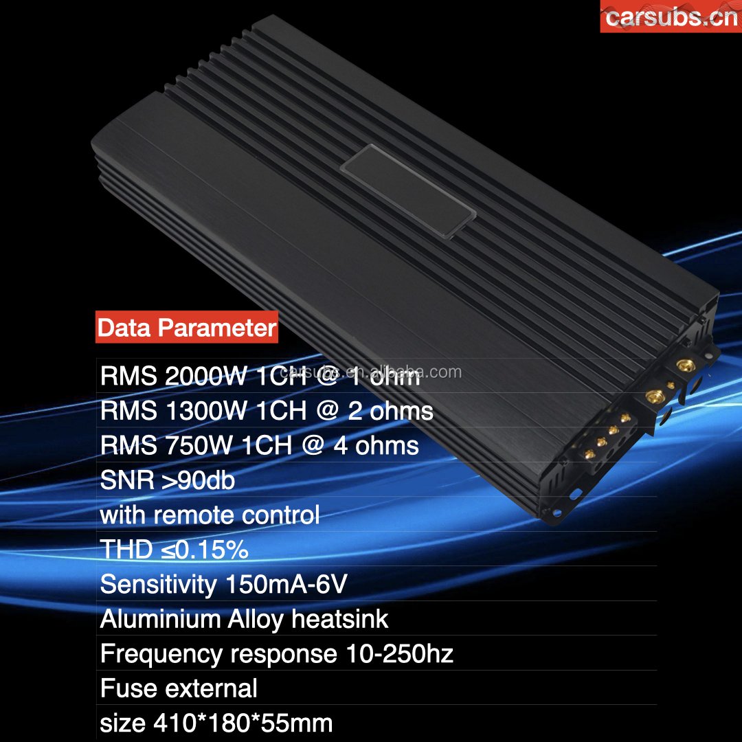 Car SPL Subwoofers Amplifier RMS 2000W Strong Bass Subwoofer Amplifier Peak 4000W Max 1ohm Class D Car Amplifier Monoblock
